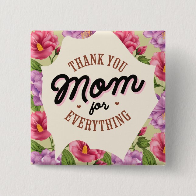 Danke Mama für alles Muttertagsgrüßen Button (Vorderseite)