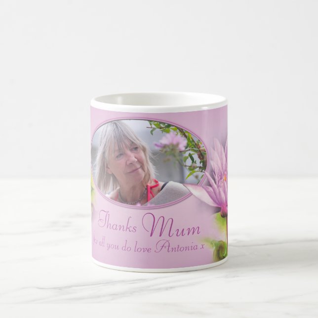 Danke Mama Mama Water lis benutzerdefiniertes Foto Kaffeetasse (Mittel)