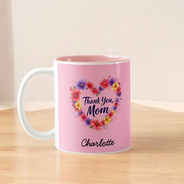 Danke Mama | Personalisierter Muttertag Zweifarbige Tasse (Von Creator hochgeladen)