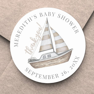 Danke, Maritime Babyparty Runder Aufkleber