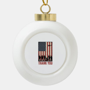 Danke Militär Amerikanisches Flagge Shirt Design_1 Keramik Kugel-Ornament