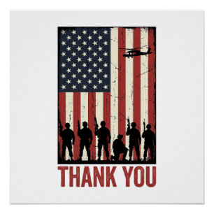Danke Militär Amerikanisches Flagge Shirt Design_1 Poster