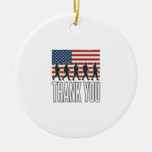 Danke Militärflagge Silhouette Vintage-Shirt D Keramik Ornament