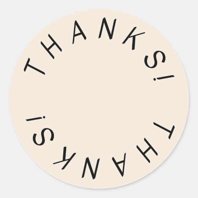 Danke! Minimal einfaches Design Vielen Dank Sticke Runder Aufkleber (Vorderseite)