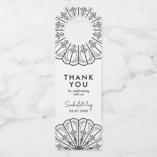 Danke minimalist schwarz-weiß floral flaschenanhänger
