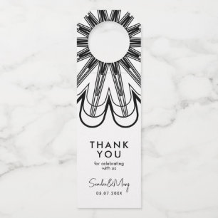 Danke minimalist schwarze und weiße Blume Flaschenanhänger
