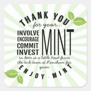 danke mint freiwilligen engagement verpflichtung f quadratischer aufkleber