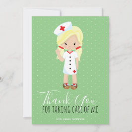 Danke Mint Green Script Blonde Cartoon Nurse