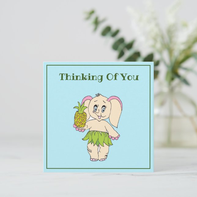 Danke, Minze floral Pinaple und Elefant Mitteilungskarte (Stehend Vorderseite)