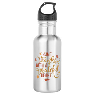 Danke mit Dankbarkeit für Herztypografie Trinkflasche