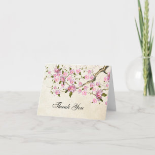 Danke mit rosa japanischen Kirschblüten
