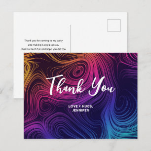 Danke mit Sixties-Vibe-Kreisen und -Swirls-Muster Postkarte