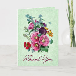 Danke, mit Vintager Hollyhock-Blüte zu kardieren Dankeskarte