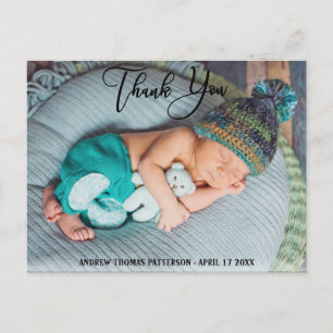 Danke   Modern Boho Baby Foto Postkarte