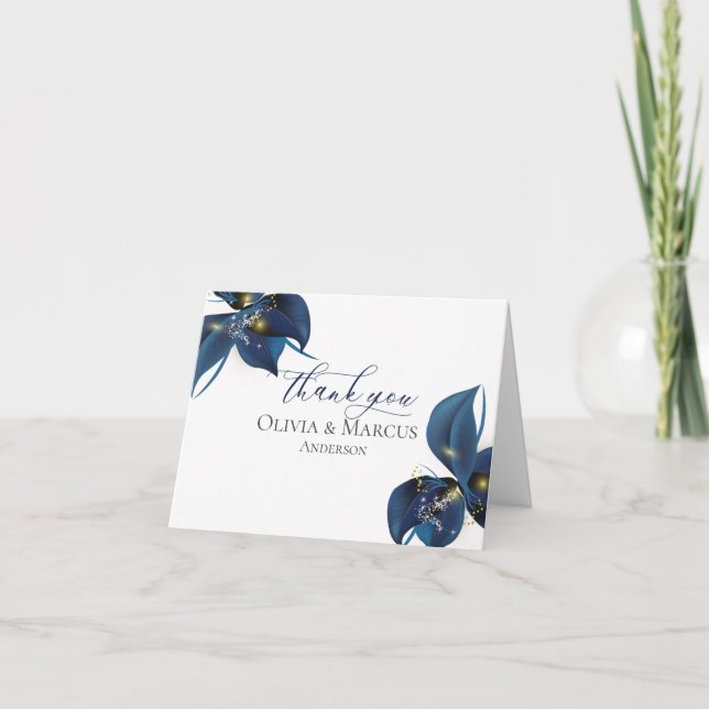 Danke | Modern Deep Indigo Blue und Gold (Vorderseite)