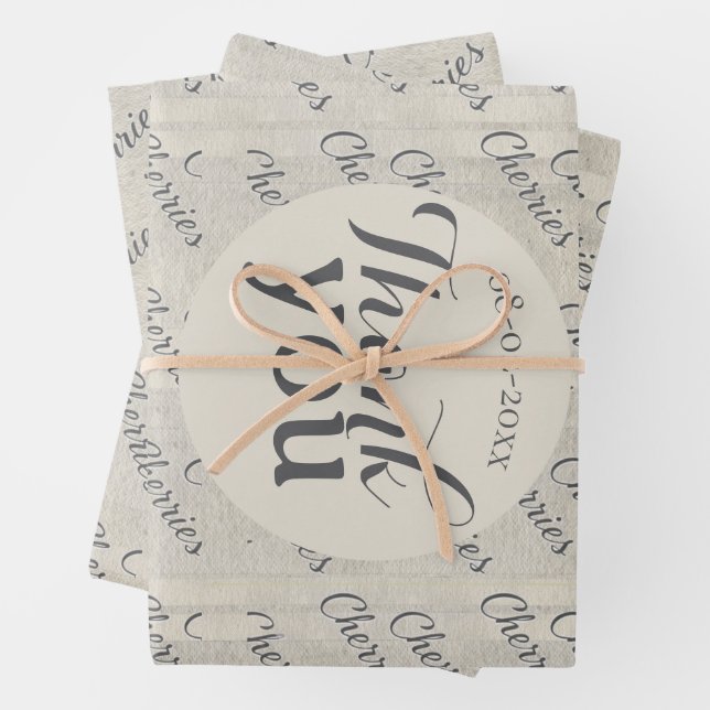 Danke moderne Schrifttextur Hintergrund Geschenkpapier Set (Beispiel)