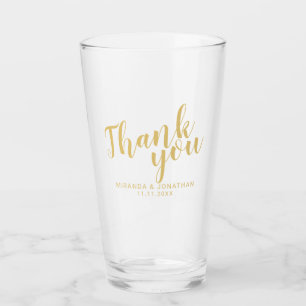 'Danke' Moderne Script Gold Gastgeschenk Hochzeit Glas