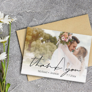 Danke modernes, chic handgeschriebenes Hochzeitsfo Mitteilungskarte