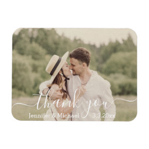Danke modernes Handschrift Landhochzeit Foto Magnet