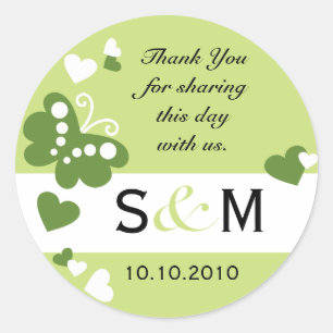 Danke Monogram Gastgeschenk Hochzeit Labels Runder Aufkleber