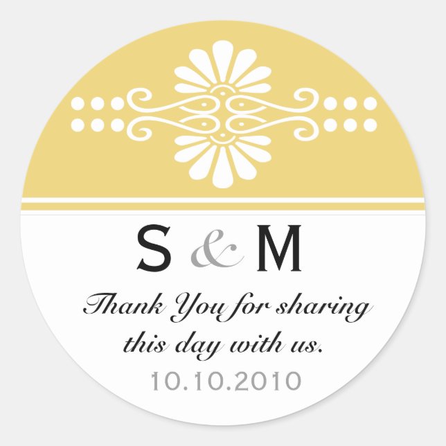 Danke Monogram Gastgeschenk Hochzeit Labels Runder Aufkleber (Vorderseite)