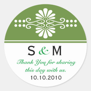 Danke Monogram Gastgeschenk Hochzeit Labels Runder Aufkleber