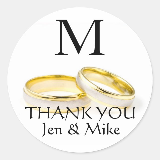 Danke Monogram Names Gastgeschenk Hochzeit Sticker (Vorderseite)