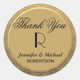 Danke Monogram Wedding Siegel Runder Aufkleber