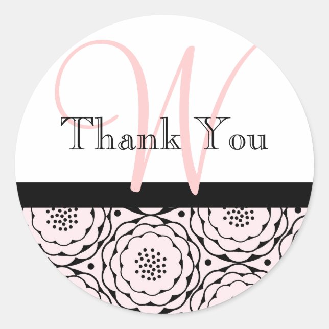 Danke, Monogram Wedding Stickers (Vorderseite)