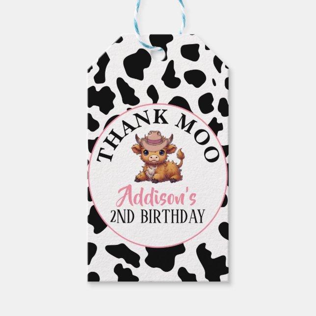 Danke Moo Baby Cow Print Geschenkanhänger (Vorderseite)