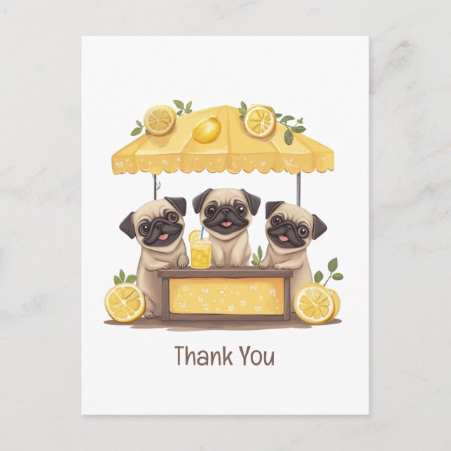 Danke Mops Hogs Lemonade Stand Postkarte (Vorderseite)