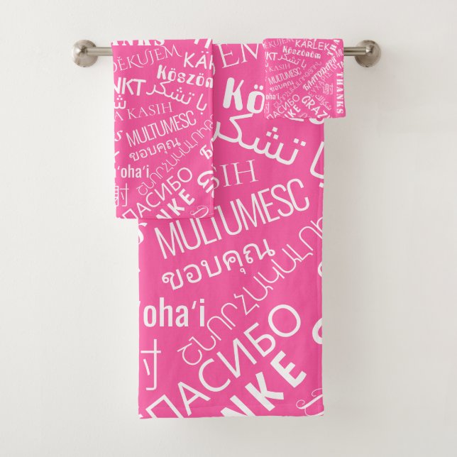 Danke! - Multi Language International - Pink Badhandtuch Set (Insitu)