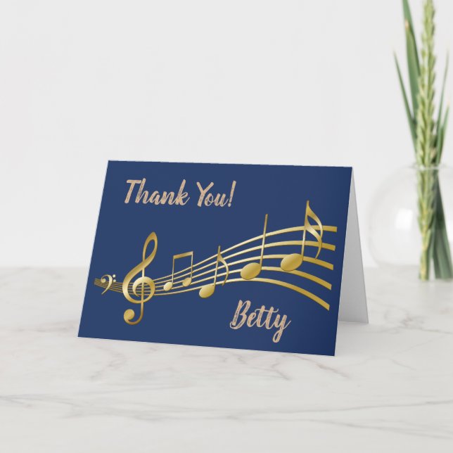 Danke, Musik, Personalisiert, Blue Grußkarte Dankeskarte (Vorderseite)