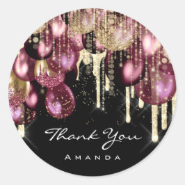 Danke Name 16. Bridal Wedding Ballon Gold Marsala Runder Aufkleber