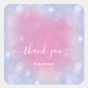 Danke Name Blau Pastell Braut Sweet16 Quadratischer Aufkleber