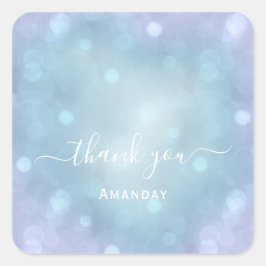 Danke Name Blue Aqua Wedding Pastel Bridal Sweet16 Quadratischer Aufkleber
