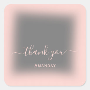 Danke Name Blush Gray Gefallen Bridal Sweet16 Quadratischer Aufkleber