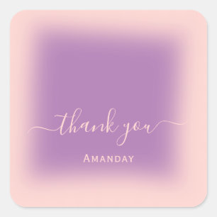 Danke Name Blush Violet Bridal Sweet16 Quadratischer Aufkleber