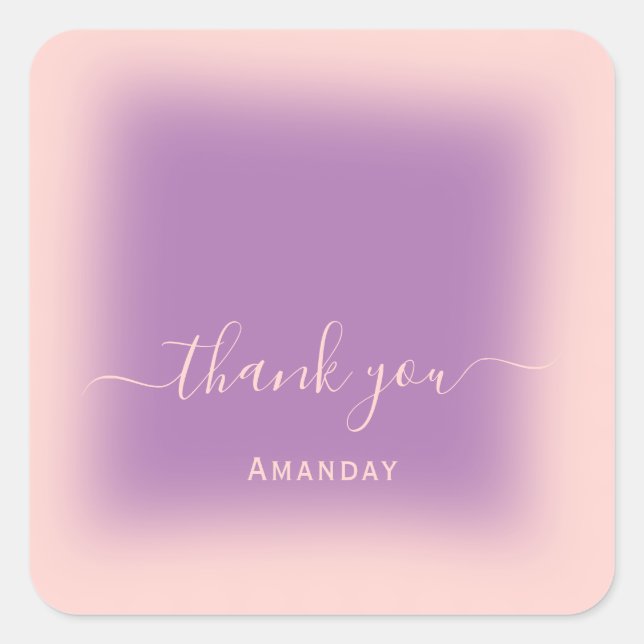 Danke Name Blush Violet Bridal Sweet16 Quadratischer Aufkleber (Vorderseite)