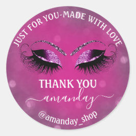 Danke Name Boutique Wimpern Shop Pink Berry Runder Aufkleber