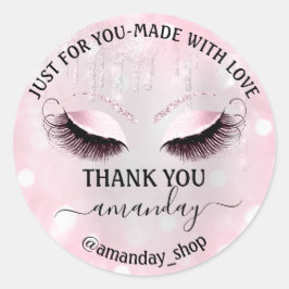 Danke Name Boutique Wimpern Shop Pink Grau Runder Aufkleber