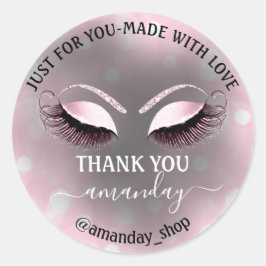 Danke Name Boutique Wimpern Shop Pink Grau Runder Aufkleber