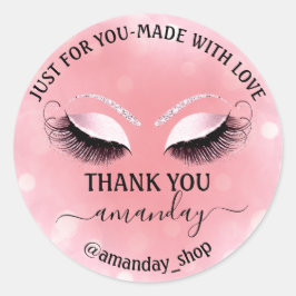 Danke Name Boutique Wimpern Shop Pink Rose Runder Aufkleber