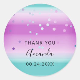 Danke Name Date Sweet 16. Wedding Bridal Aquamarin Runder Aufkleber