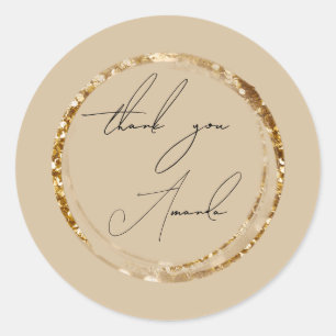Danke Name Elfenbein Gold Glitter Pastell Geschenk Runder Aufkleber