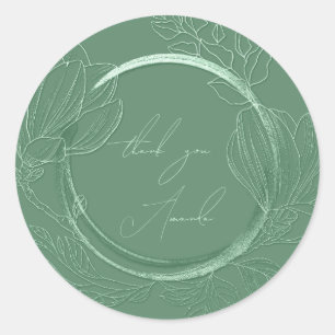 Danke Name Floral Mint Grün Hochzeit  Runder Aufkleber