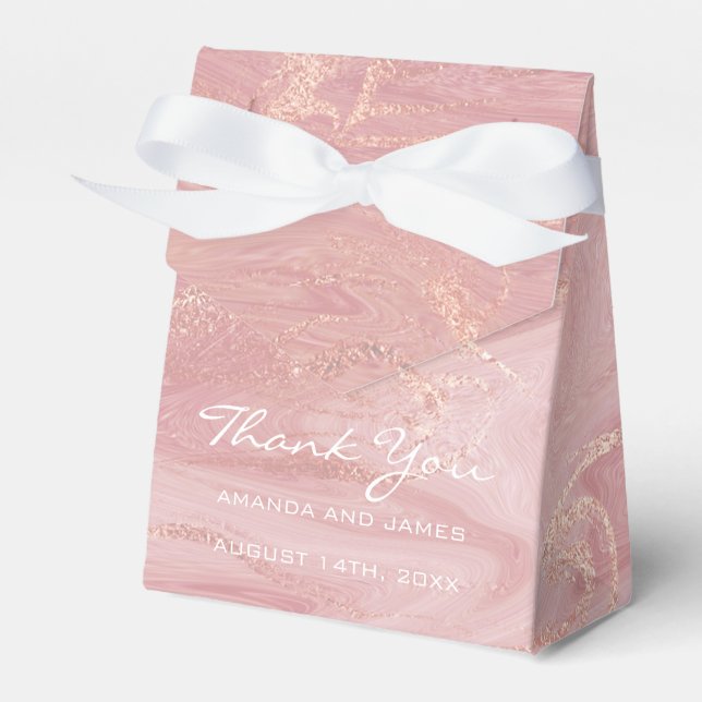 Danke Name Rose Gold Blush Pink Marmor Gefallen Ge Geschenkschachtel (Vorderseite)