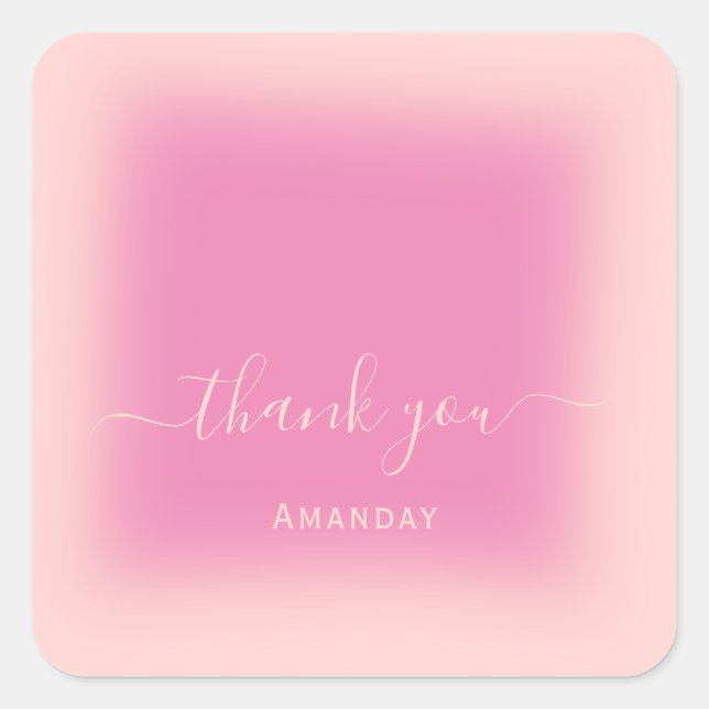 Danke Name Rose Pink Pastel Bridal Sweet16 Quadratischer Aufkleber (Vorderseite)