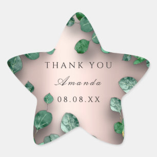 Danke Name Rosen Green Eucalyptus Woodland Gefalle Stern-Aufkleber