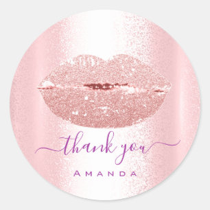 Danke Name Sweet16th Shop Makeup Kiss Lips Runder Aufkleber